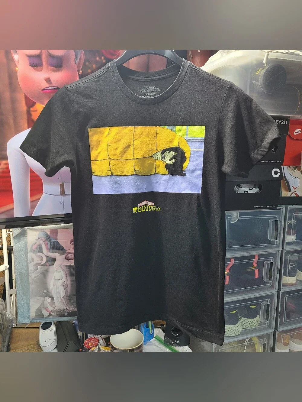 Kids Black Graphic Short Sleeve Tee with Yellow Print